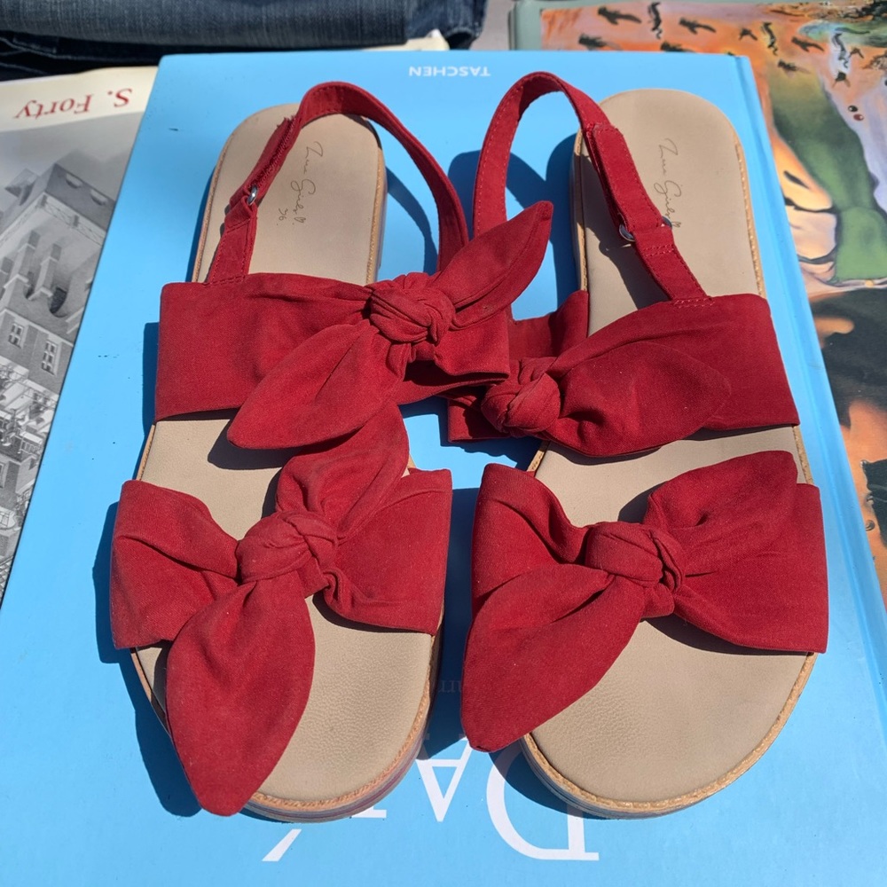 Zara red bow sandals 36